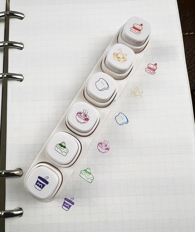 ZMLSED 6-in-1 Pre Self-Inking Planner Stamp Set - Portable Cuisine Multi Stamps with Storage Case for Bullet Journal, Scrapbooking, Travel, Daily Planning -100mm x 15mm (6 Themes, Quick-Dry Ink, Durable) - Image 2